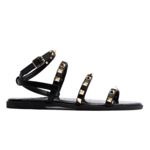 Black Studded Gladiator Sandals - Picture 4 of 5